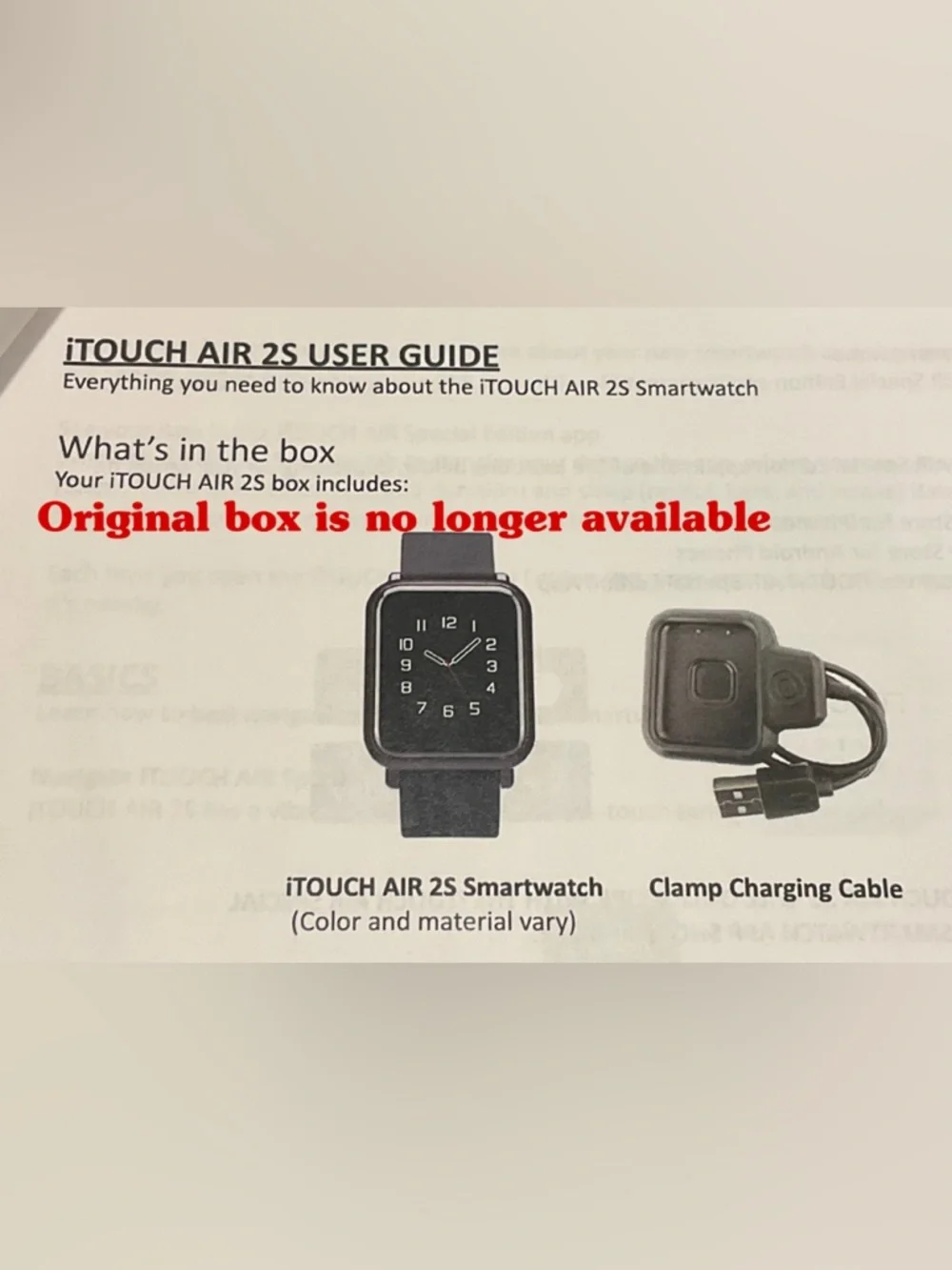 iTOUCH AIR 2S Black Smartwatch with USB Charging Cable